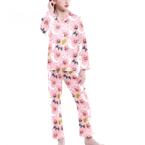 Big Girls' V-Neck Long Sleeve Pajama Set (Model Sets 02)