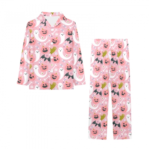 Big Girls' V-Neck Long Sleeve Pajama Set (Model Sets 02)