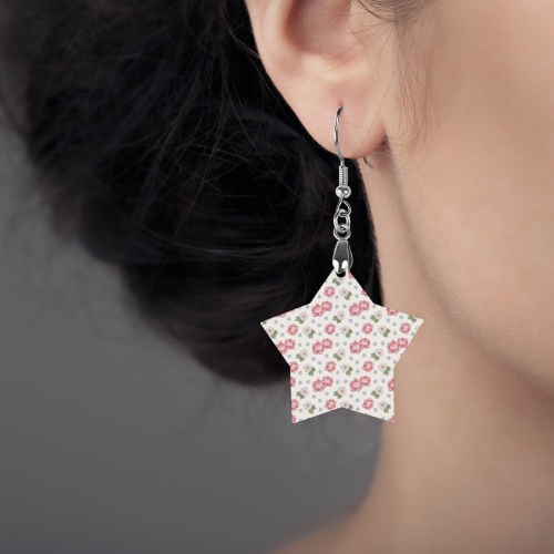 Wooden Earrings Pendant（Star Shape）
