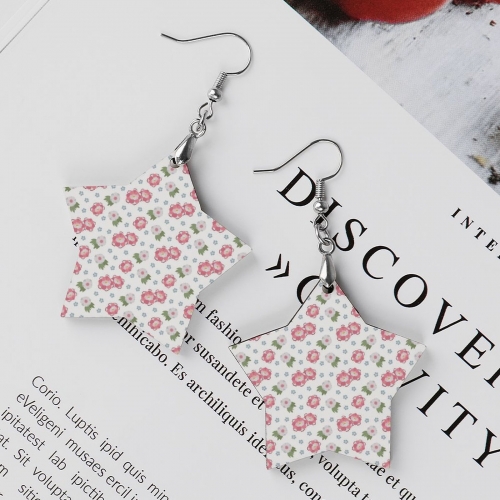 Wooden Earrings Pendant（Star Shape）