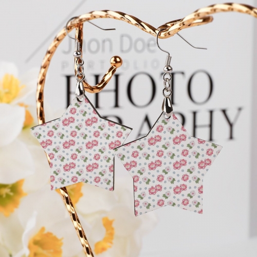 Wooden Earrings Pendant（Star Shape）