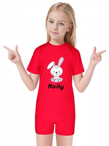 Kid's Short Sleeve Swimsuit Set (Made in USA）