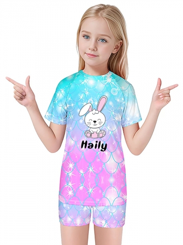 Kid's Short Sleeve Swimsuit Set (Made in USA）