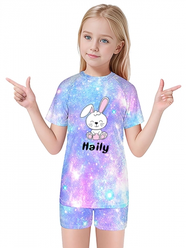 Kid's Short Sleeve Swimsuit Set (Made in USA）