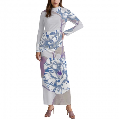 Long-Sleeve Draped Bodycon Dress