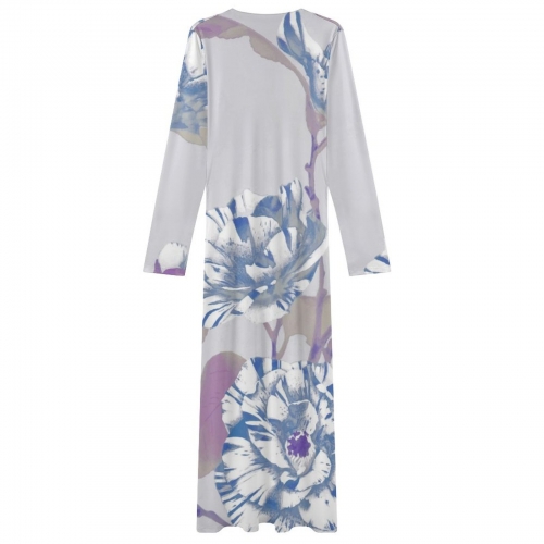 Long-Sleeve Draped Bodycon Dress