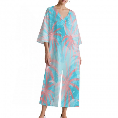 Women's V Neck Loose Jumpsuit