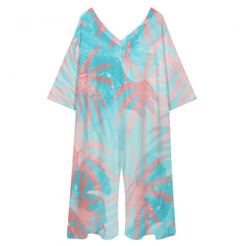 Women's V Neck Loose Jumpsuit