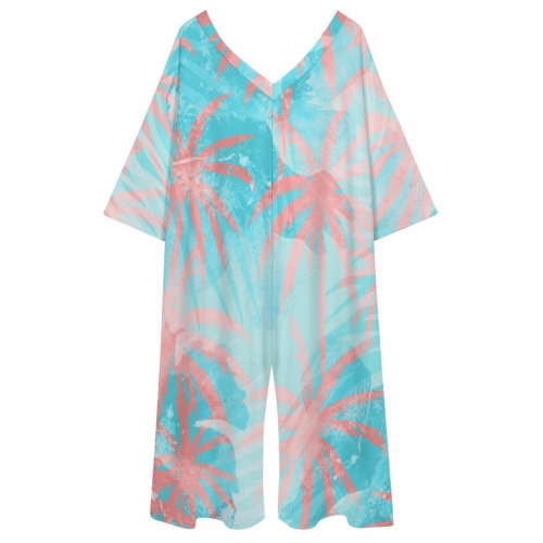 Women's V Neck Loose Jumpsuit