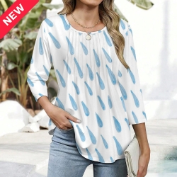 Women's 3/4 Sleeve Pleated Tunic Top