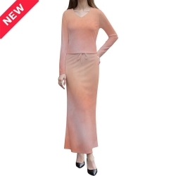 Women's Long Sleeve Top & Skirt Set