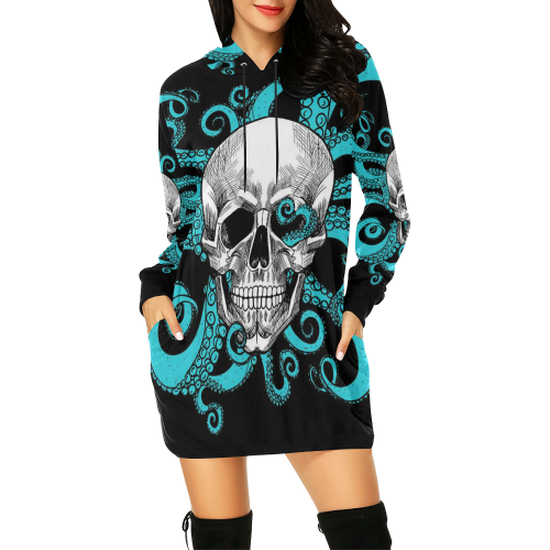 Women's All Over Print Hoodie Mini Dress(Model H27)
